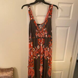 Brown/Coral Maxi Dress